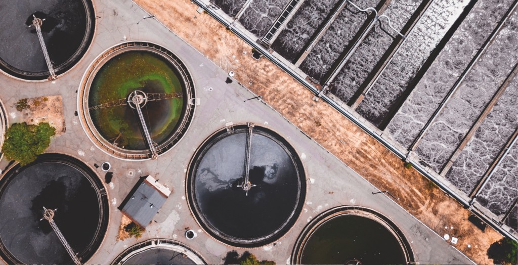 Aerial image of a Wastewater Treatment Site